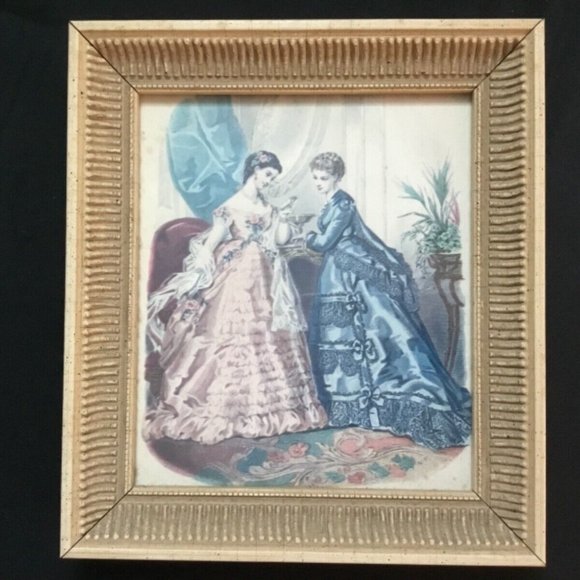 2 1879 Original La Mode Illustree Fashion Chromolithograph Framed Prints - Picture 2 of 7